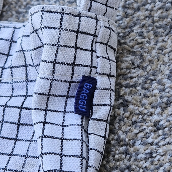 LOT BAGGU Denim Duck Bag and White Checkered Grocery Tote Shoulder Bag Purse - Picture 7 of 16